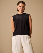 Camiseta con Detalles Brillantes - Negro