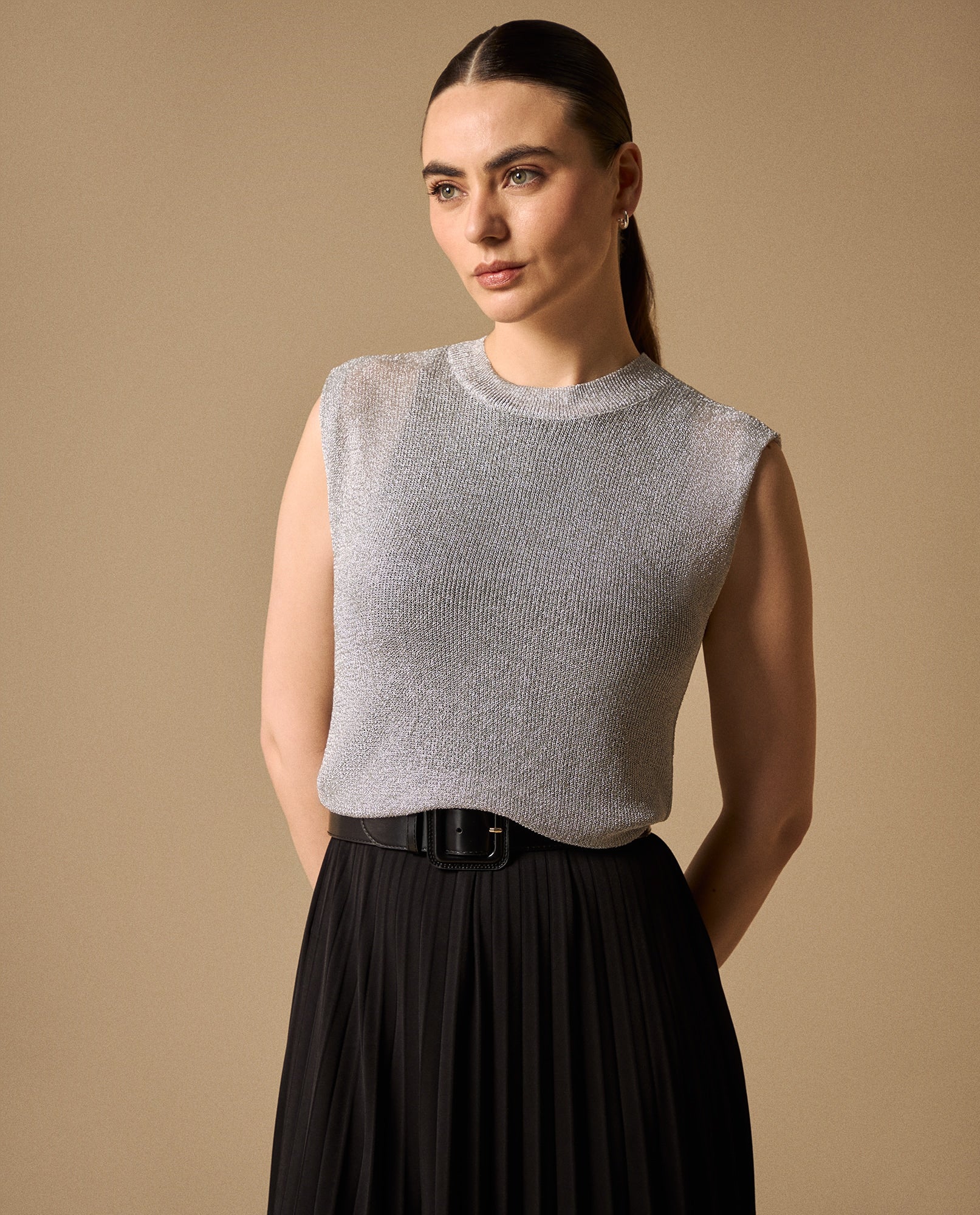 Camiseta Tejida Textura Acanalada - Gris 34_409G218_GRI140000_0