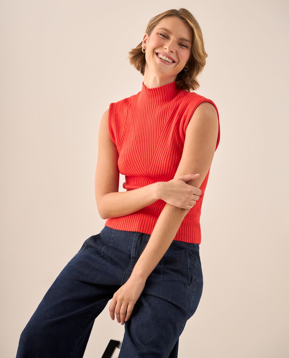 Top Rojo Acanalado Cuello Alto - Rojo 34_409G220_ROJ181553_3