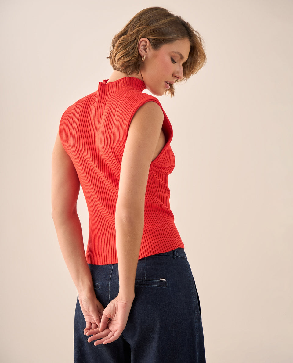 Top Rojo Acanalado Cuello Alto - Rojo 34_409G220_ROJ181553_5