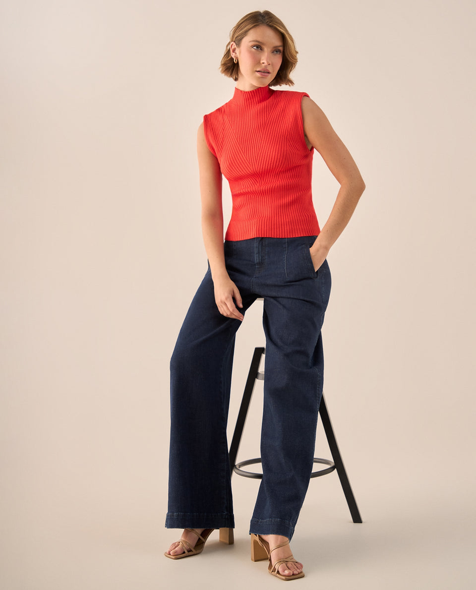 Top Rojo Acanalado Cuello Alto - Rojo 34_409G220_ROJ181553_7