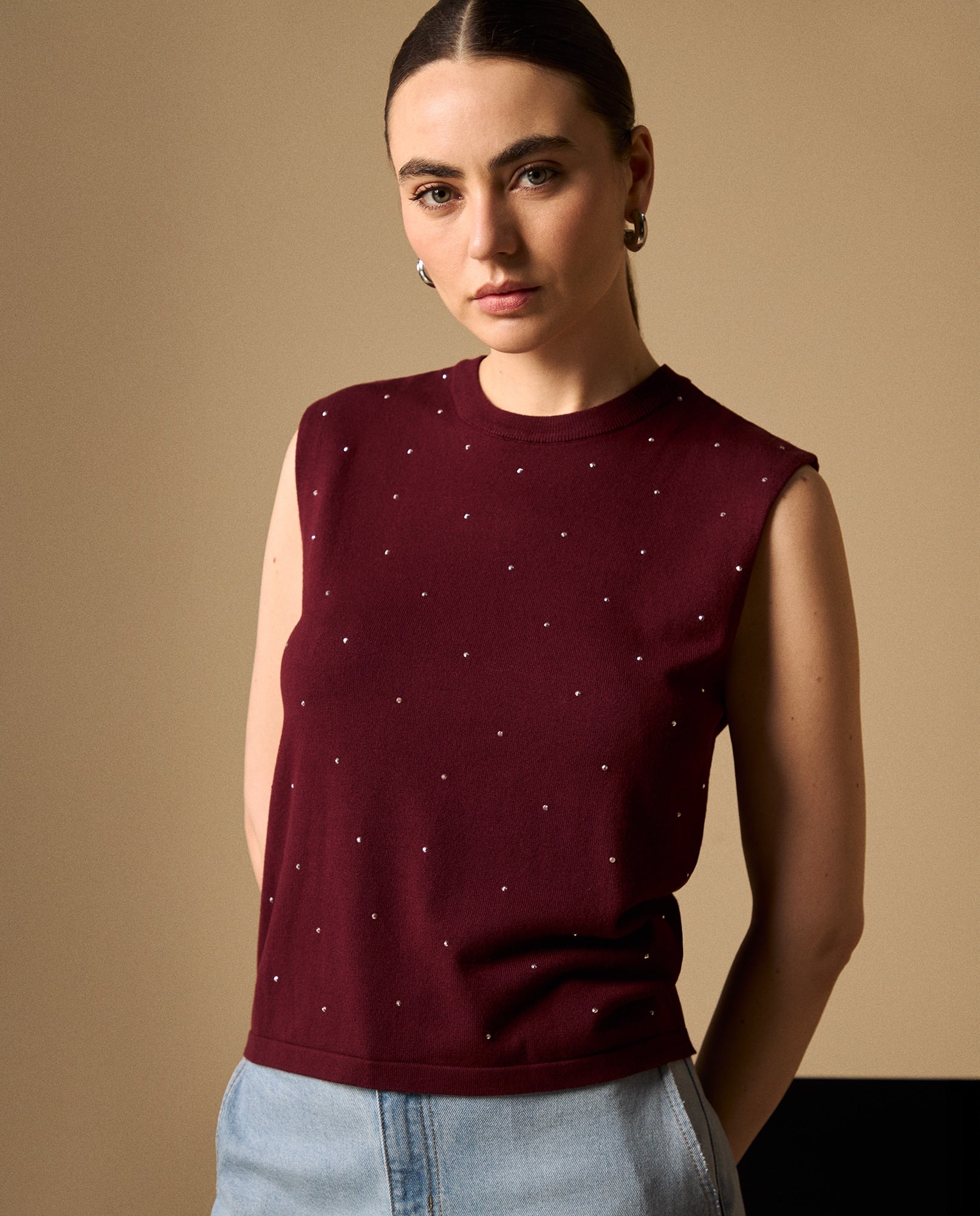 Camiseta Morado con Aplicaciones Brillantes - Morado 34_409G226_MOR191619_0