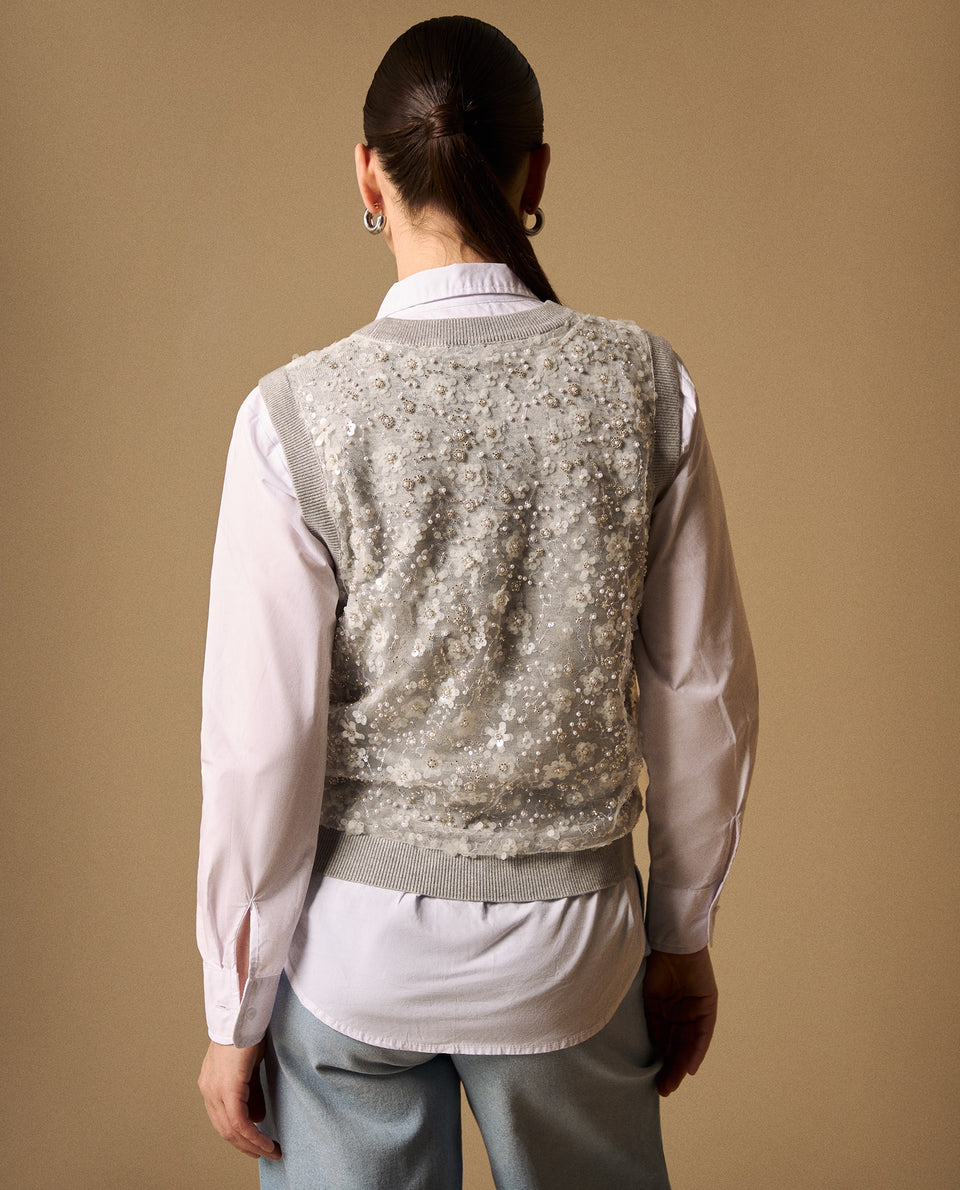 Chaleco con Lentejuelas Gris Plata - Gris 34_409G250_GRI140000_5