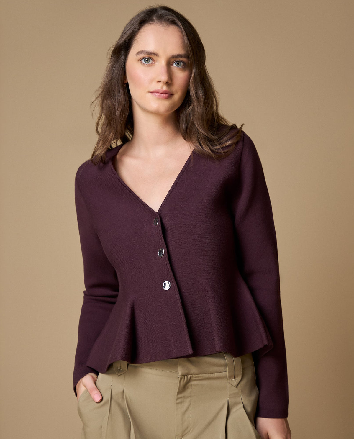Camisa manga larga cuello en V - Morado 34_409H200_MOR191619_0