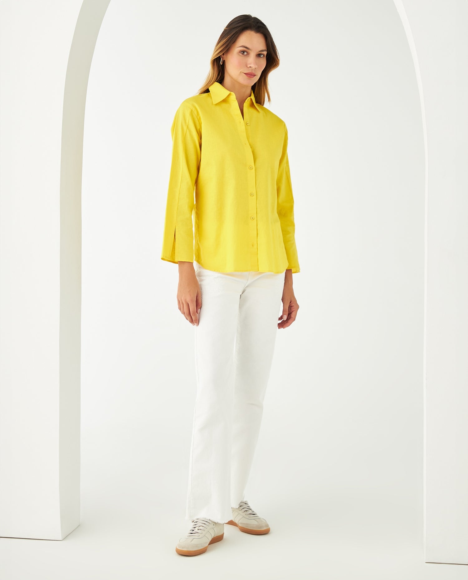 Camisa manga larga para mujer - Amarillo