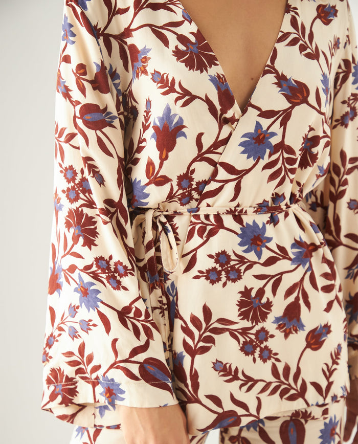 Camisa con escote en V para mujer - Café 34_411F031_CAF191435_3