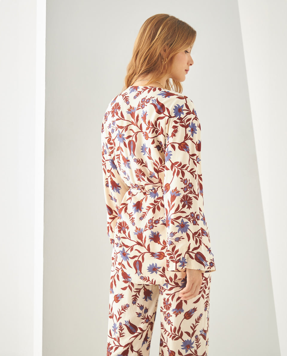 Camisa con escote en V para mujer - Café 34_411F031_CAF191435_4