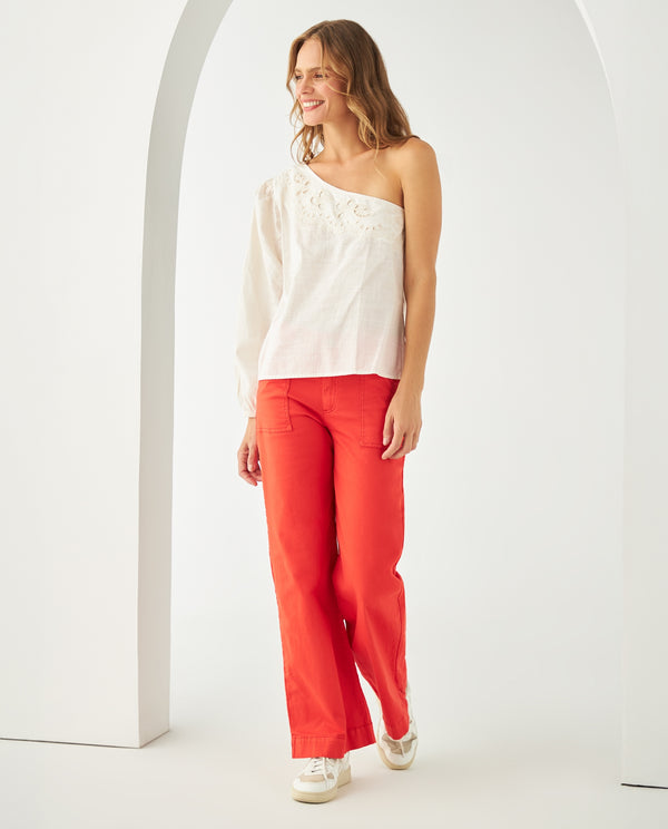 Camisa de un solo hombro para mujer - Blanco 34_411F033_BLA110601_0