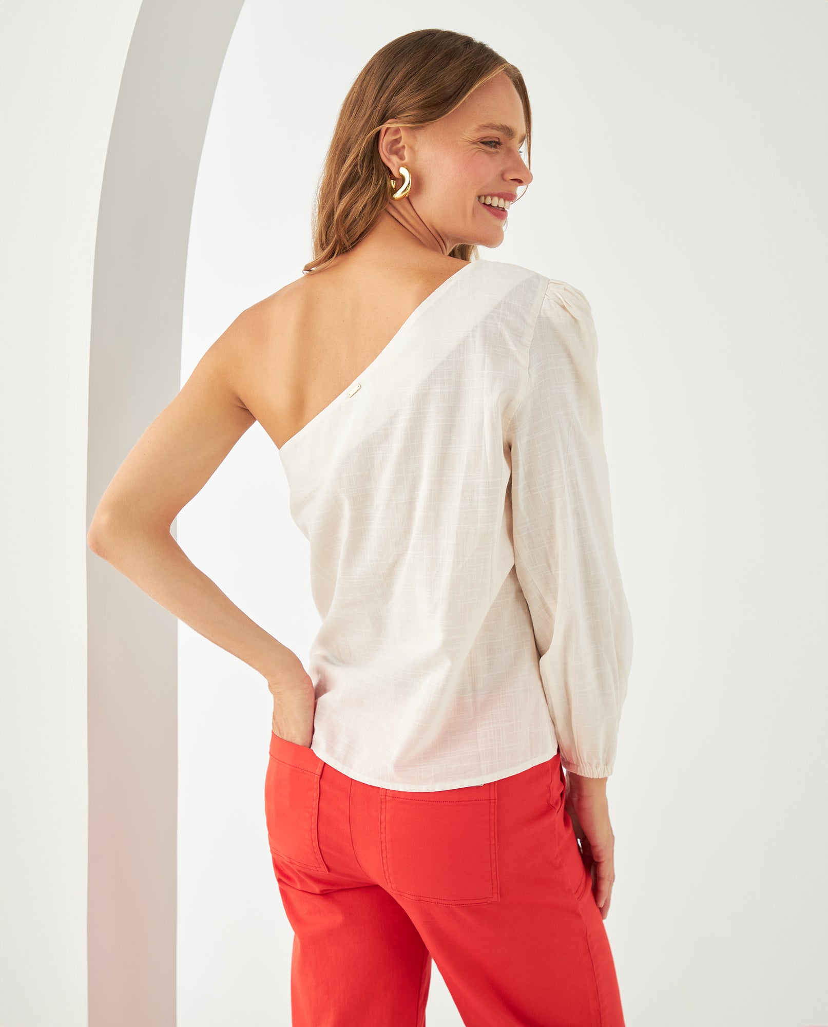 Camisa de un solo hombro para mujer - Blanco 34_411F033_BLA110601_6