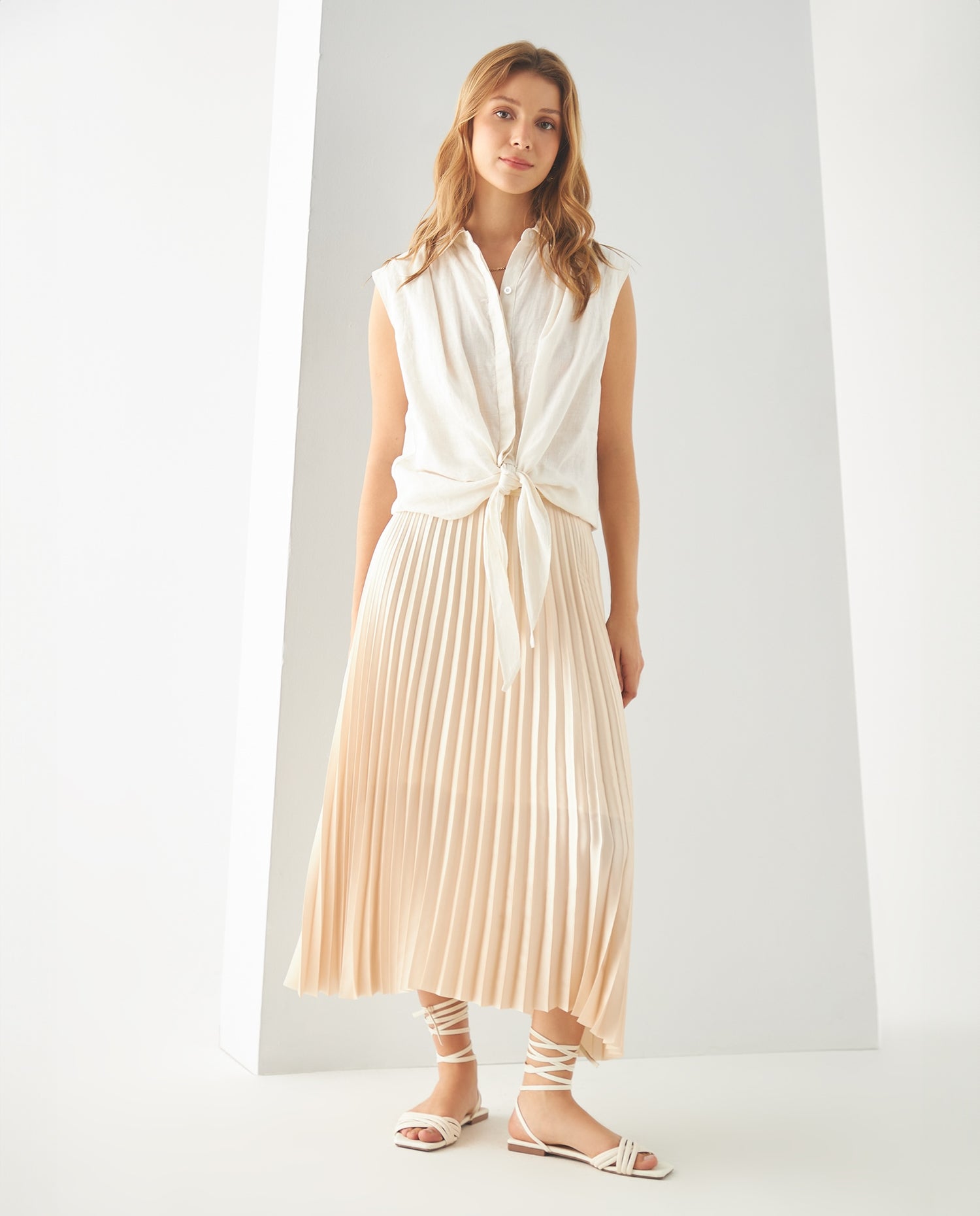 Camisa anudable en ruedo para mujer - Crudo