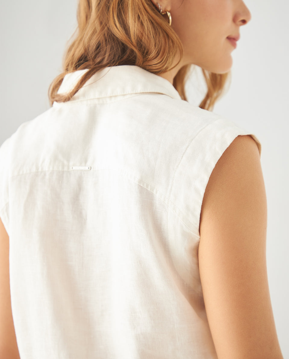 Camisa anudable en ruedo para mujer - Crudo 34_411F037_CRU110602_6