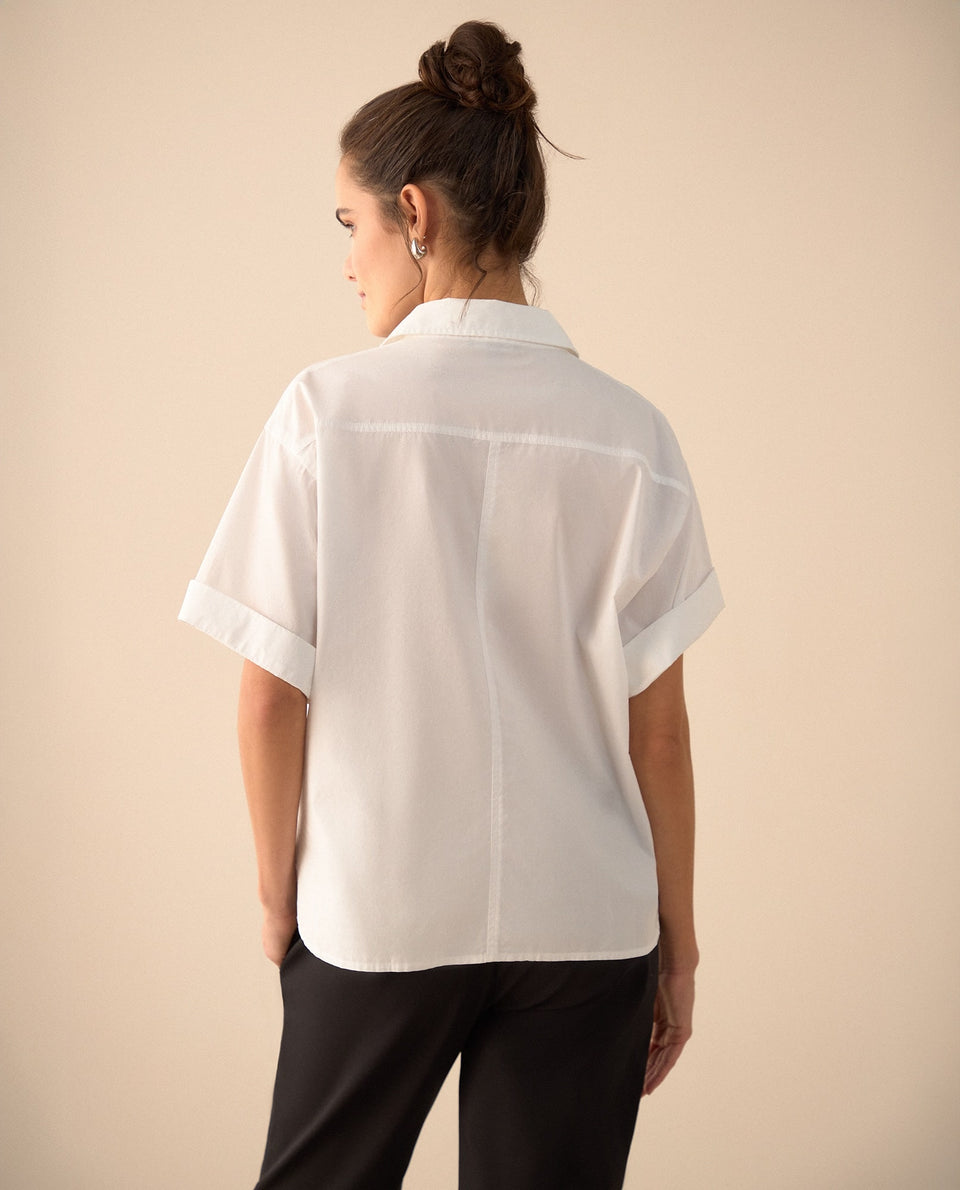 Camisa de manga corta con guardapolvo para mujer - Blanco 34_411G002_BLA110601_4