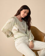 Camisa en tela tipo satín para mujer - Verde