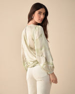 Camisa en tela tipo satín para mujer - Verde