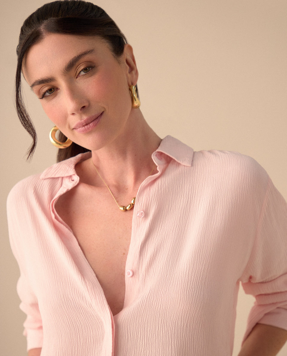 Camisa con mini bordado ESPRIT para mujer - Rosa 34_411G025_ROS132004_3