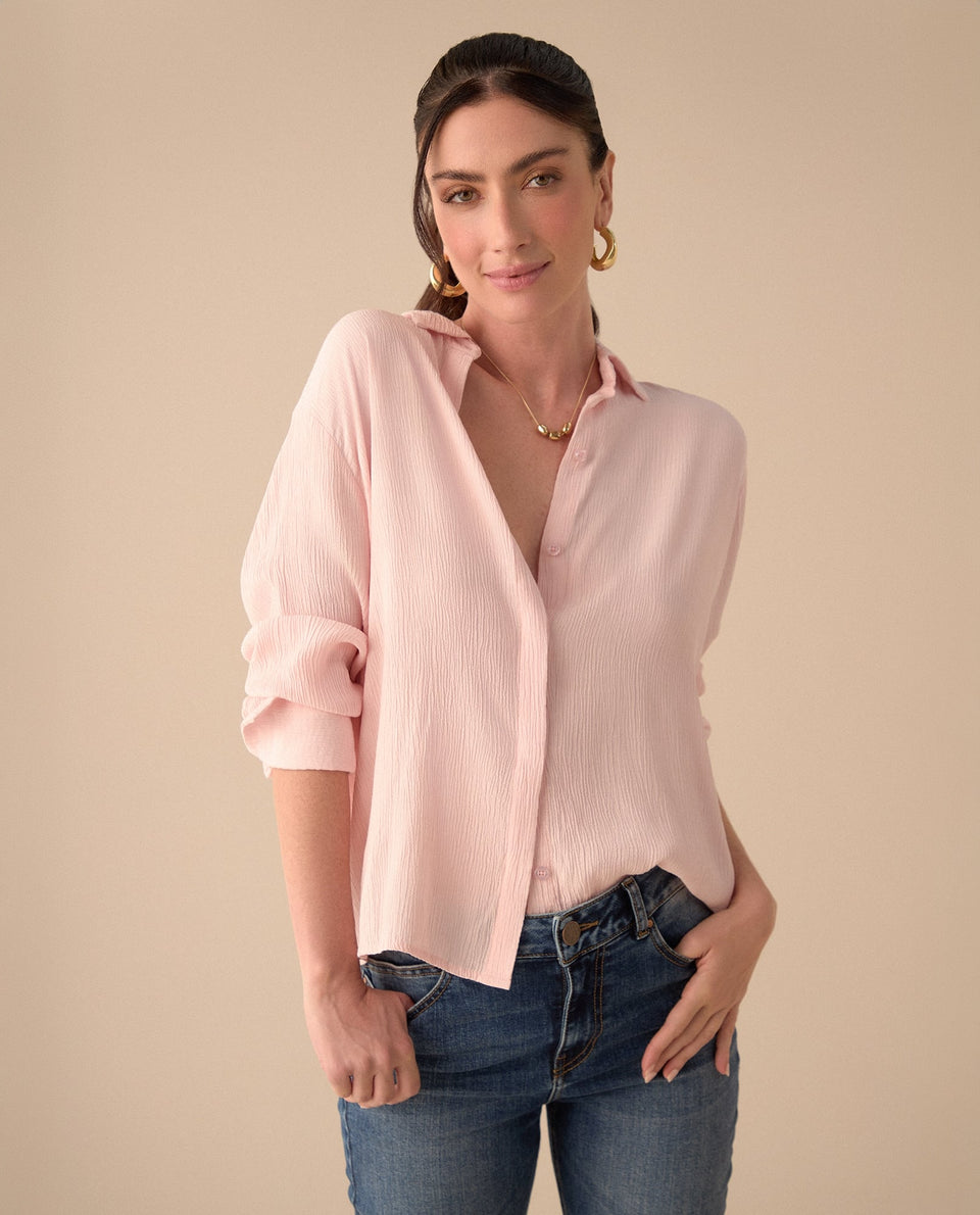 Camisa con mini bordado ESPRIT para mujer - Rosa 34_411G025_ROS132004_5