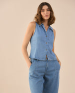 Camisa en denim para mujer - Azul 34_411G031_AZU134110_3