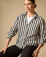 Camisa manga larga cuello camisero tejido fluido - Negro