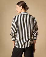 Camisa manga larga cuello camisero tejido fluido - Negro