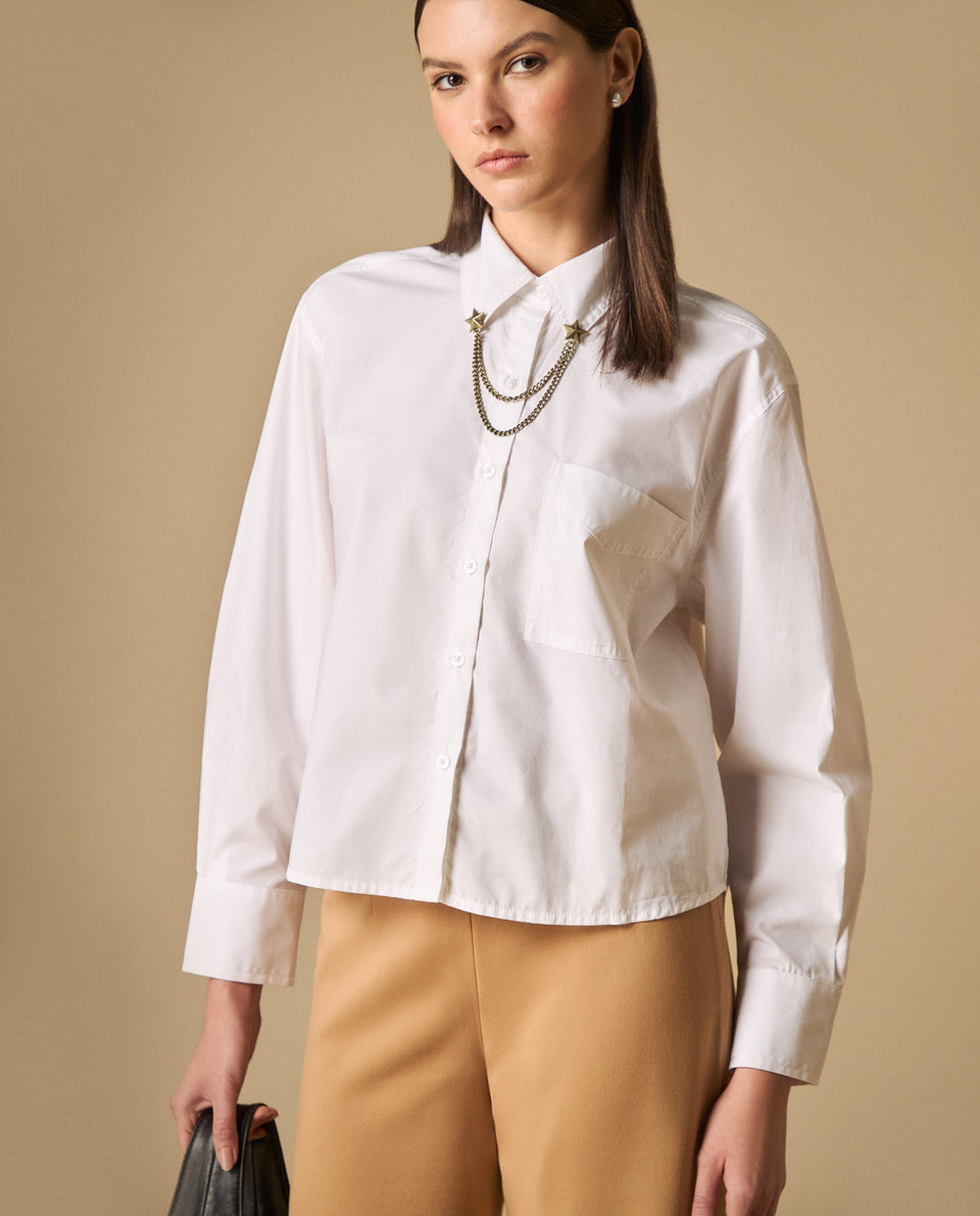 Camisa de cuello camisero manga larga en algodón - Blanco 34_411H005_BLA110601_3
