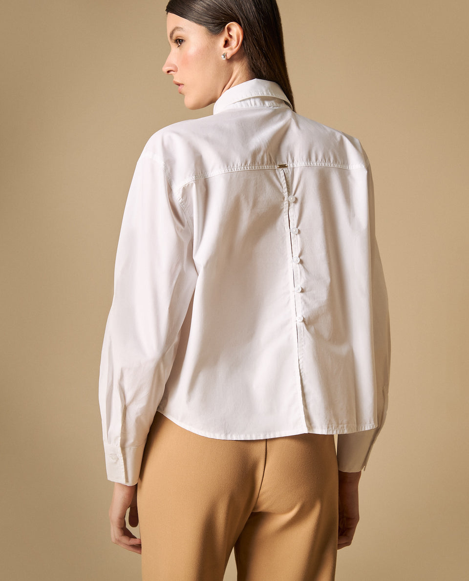 Camisa de cuello camisero manga larga en algodón - Blanco 34_411H005_BLA110601_5