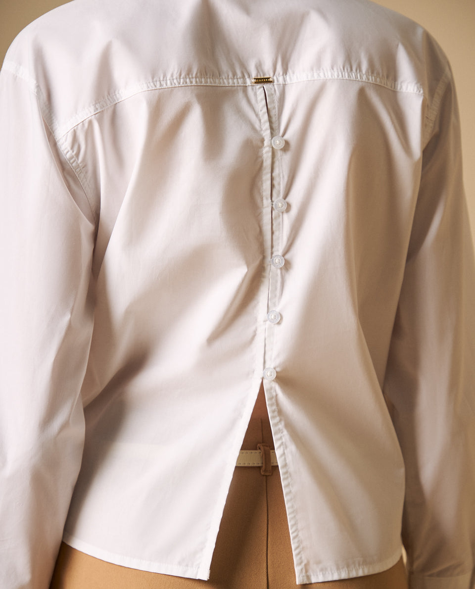Camisa de cuello camisero manga larga en algodón - Blanco 34_411H005_BLA110601_6