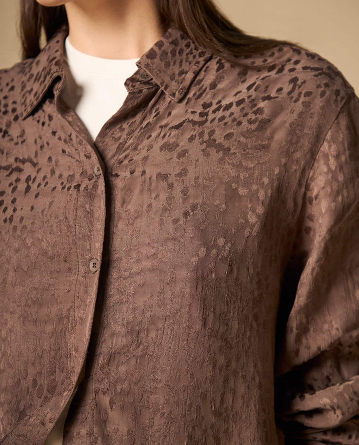 Camisa camisera manga larga con acabado hecho a mano - Marron 34_411H015_MAR181307_3