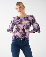 Camisa con estampado abstracto para mujer - Morado