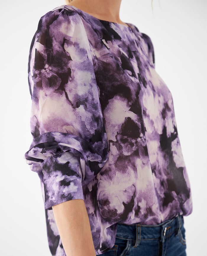 Camisa con estampado abstracto para mujer - Morado 34_412F003_MOR173725_3