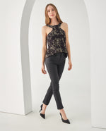 Camisa con detalles brillantes para mujer - Negro