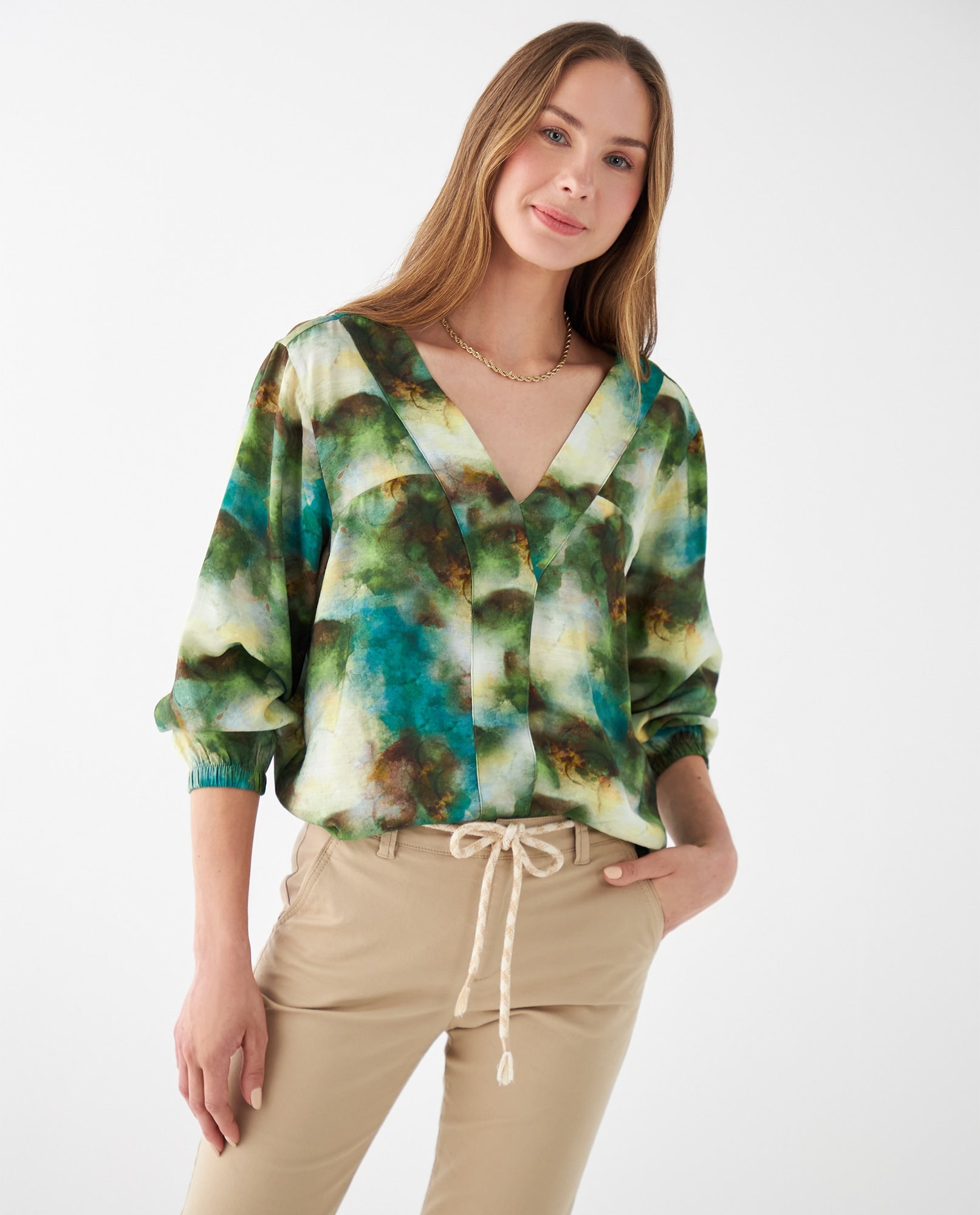 Camisa estampada para mujer - Verde 34_412F027_VER146007_0