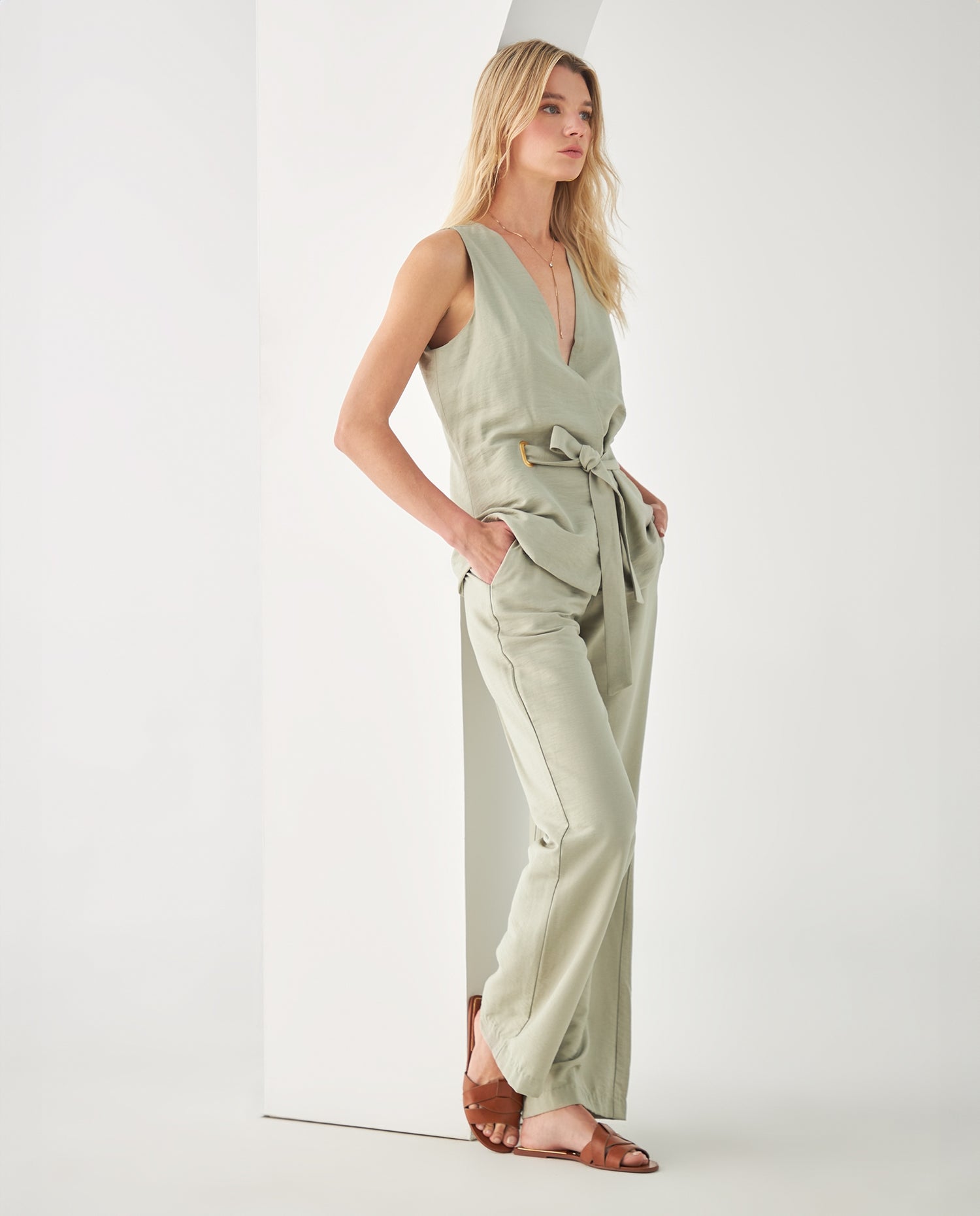 Camisa tipo chaleco para mujer - Verde