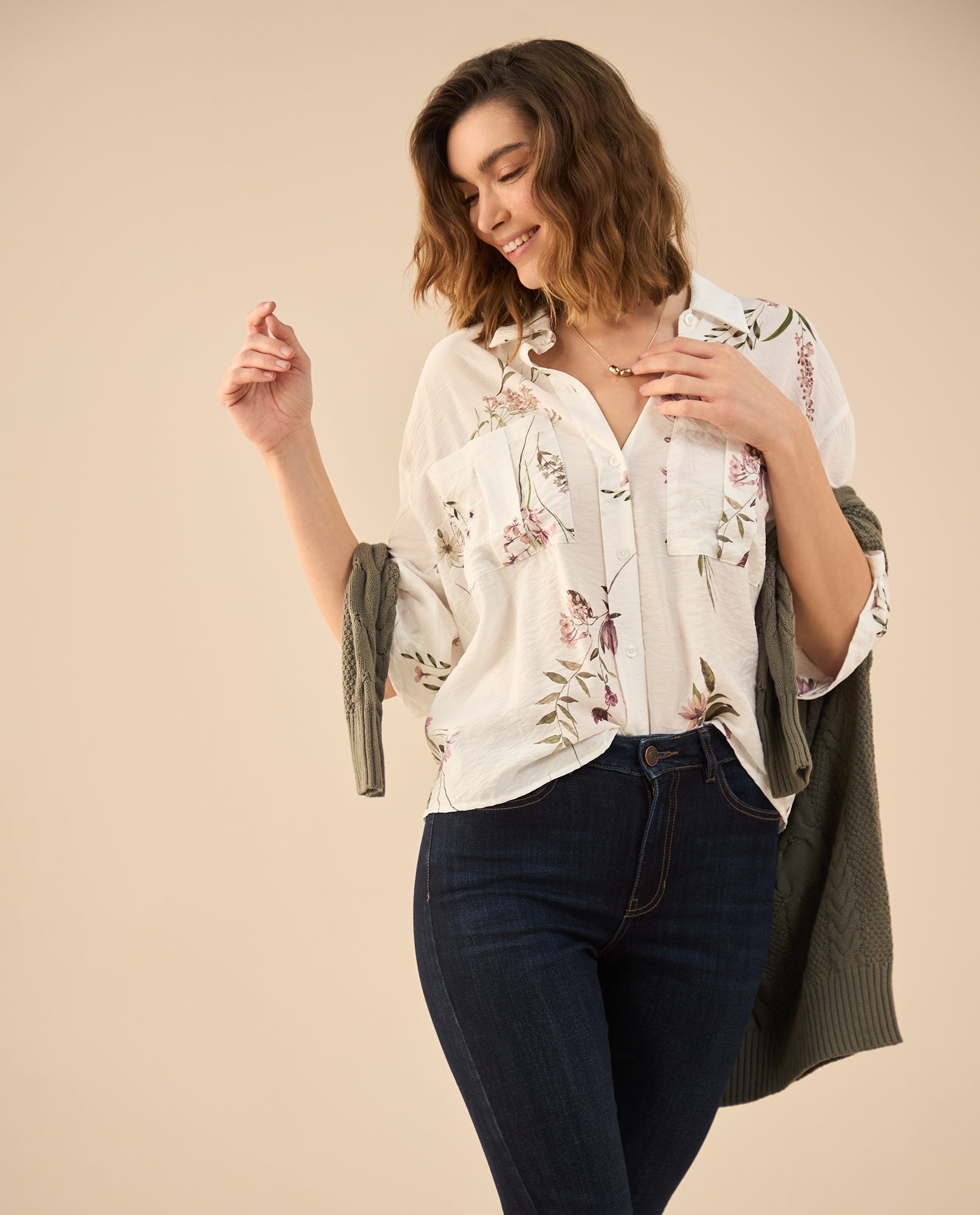 Camisa manga corta estampada para mujer - Blanco 34_412G003_BLA110601_0