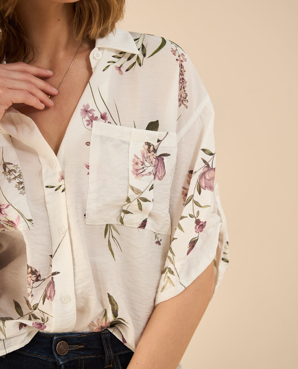 Camisa manga corta estampada para mujer - Blanco 34_412G003_BLA110601_3
