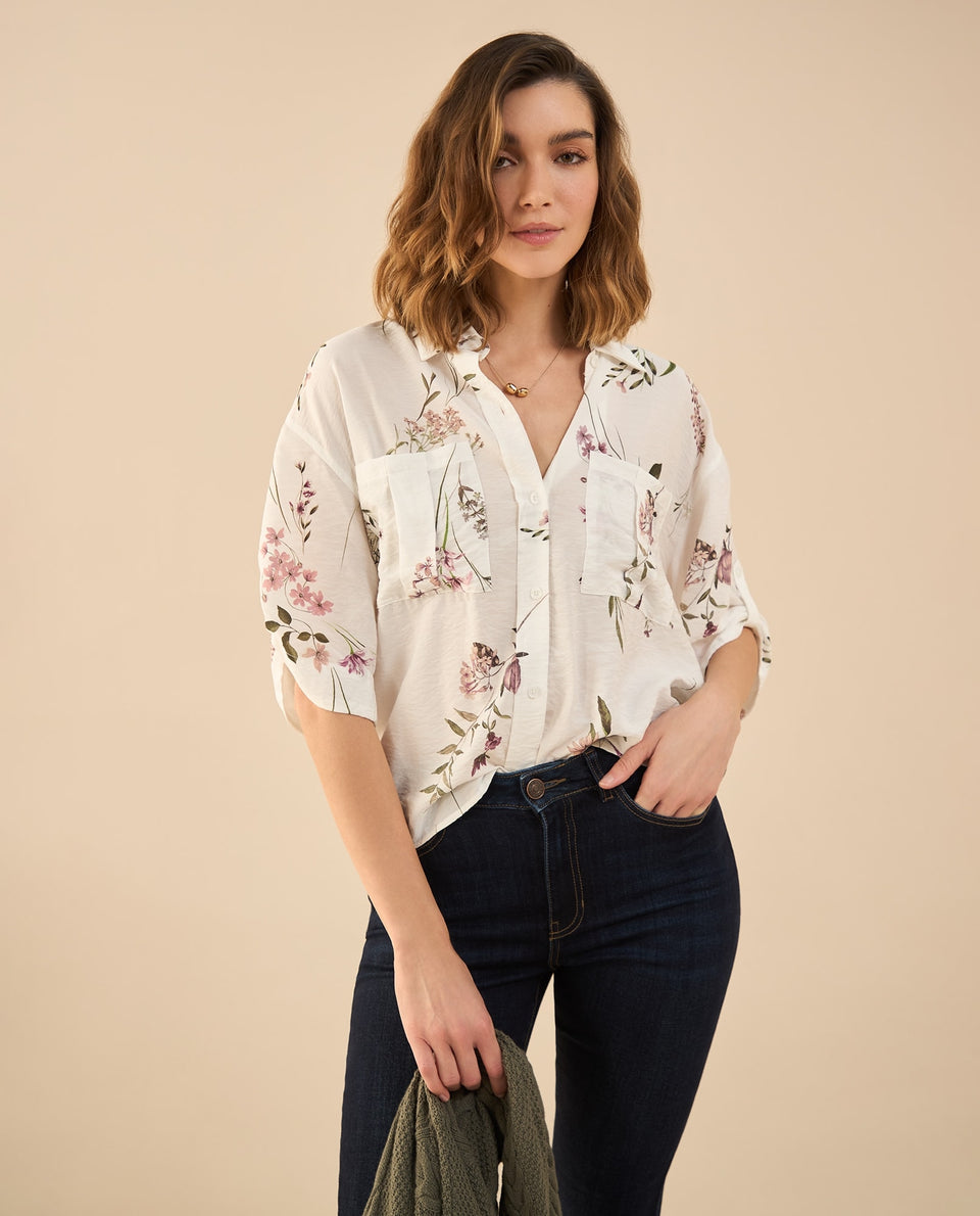 Camisa manga corta estampada para mujer - Blanco 34_412G003_BLA110601_6