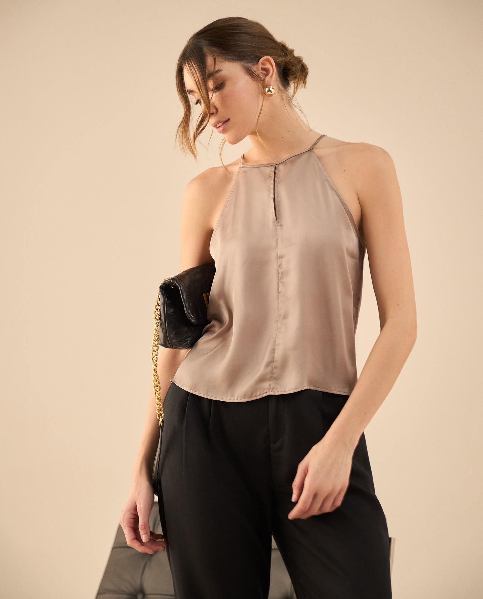 Camisa de tiras para mujer - Beige 34_412G007_BEI161108_0