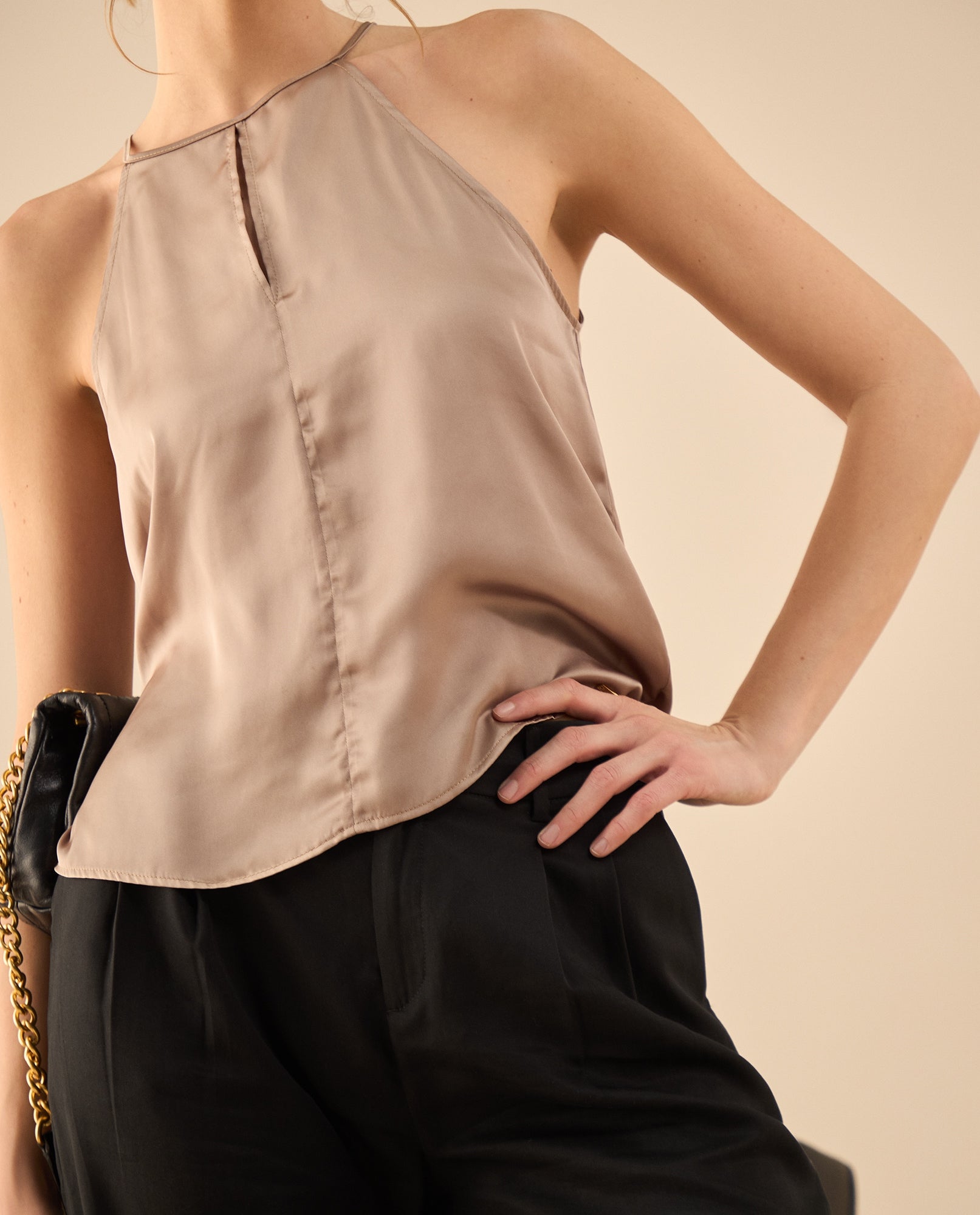 Camisa de tiras para mujer - Beige 34_412G007_BEI161108_3