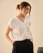 Camisa tipo satín para mujer - Crudo