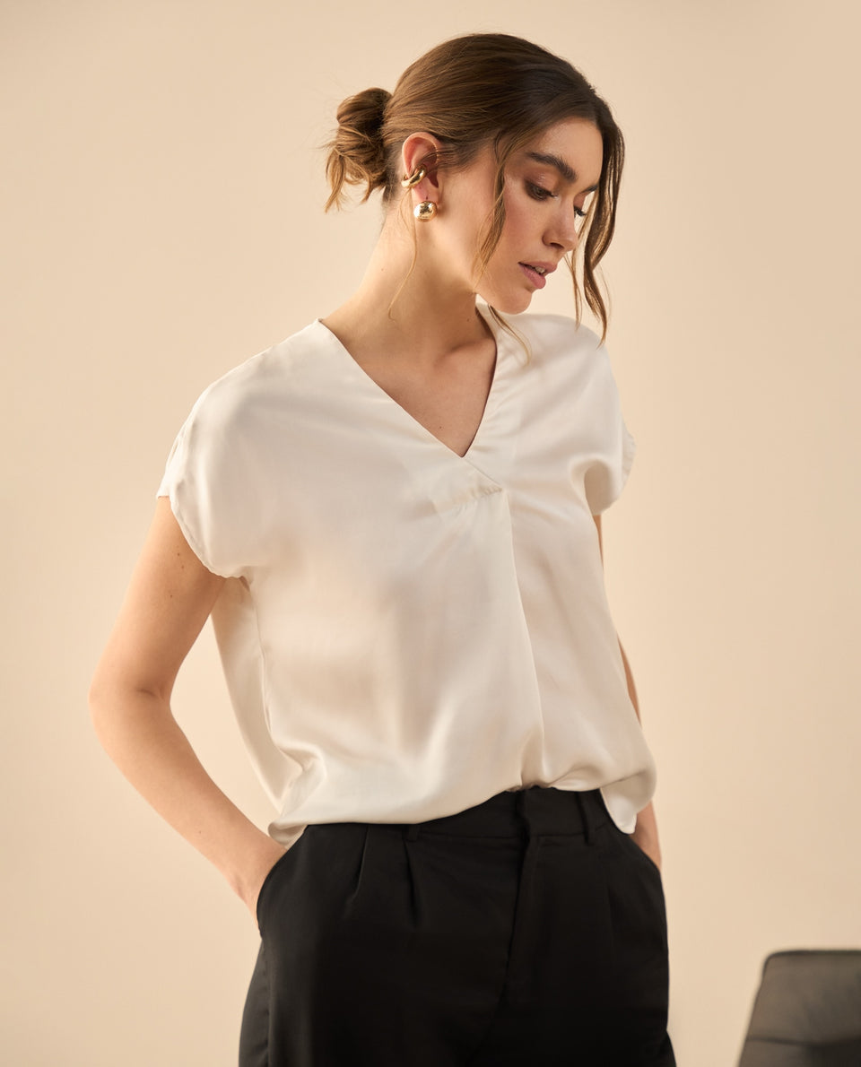 Camisa tipo satín para mujer - Crudo 34_412G009_CRU110605_3