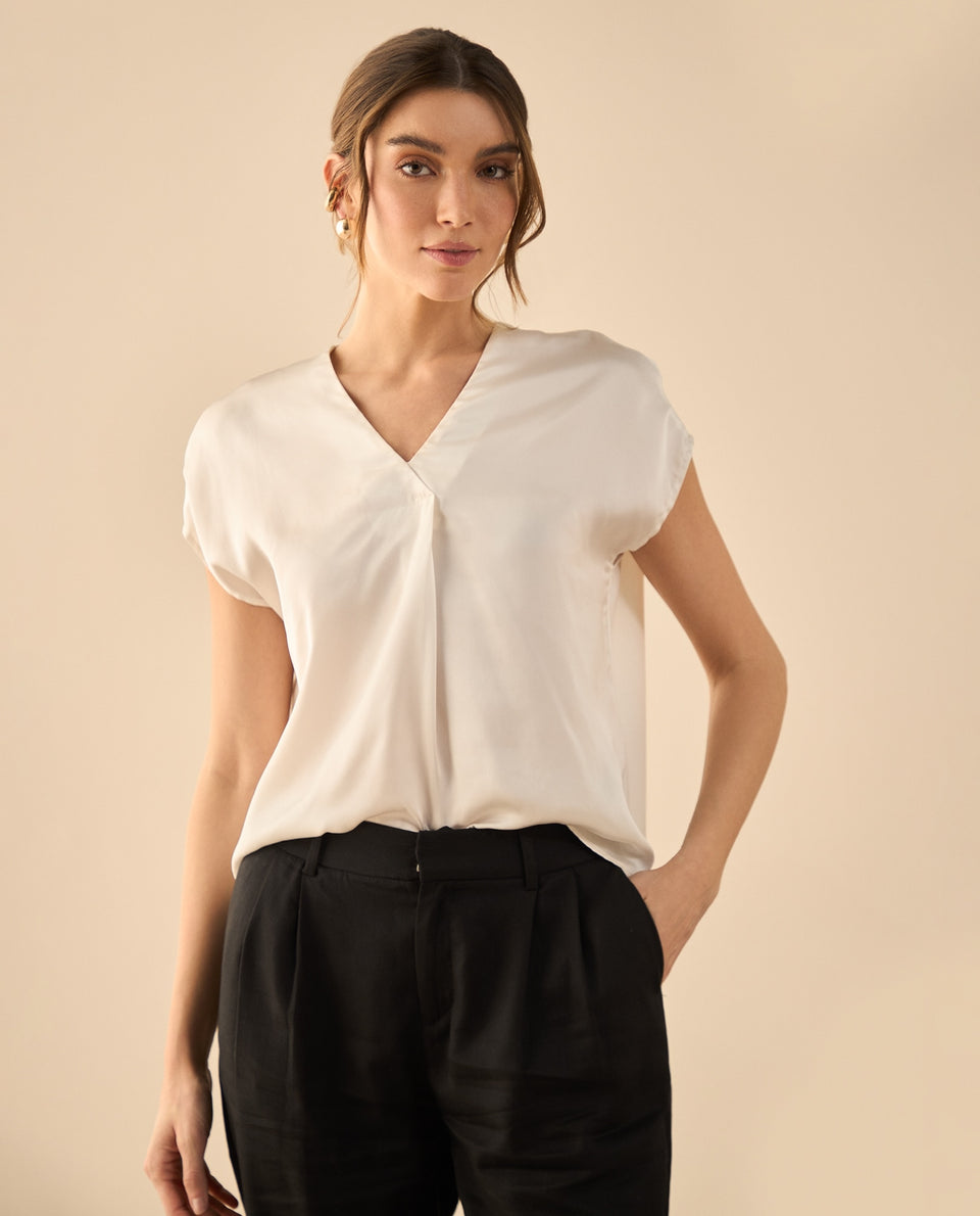 Camisa tipo satín para mujer - Crudo 34_412G009_CRU110605_6