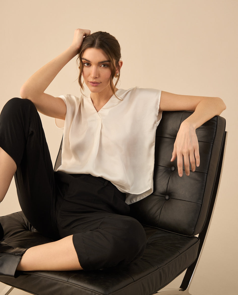 Camisa tipo satín para mujer - Crudo 34_412G009_CRU110605_7
