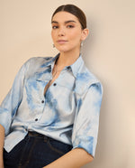 Camisa tipo satín para mujer - Azul