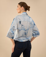Camisa tipo satín para mujer - Azul