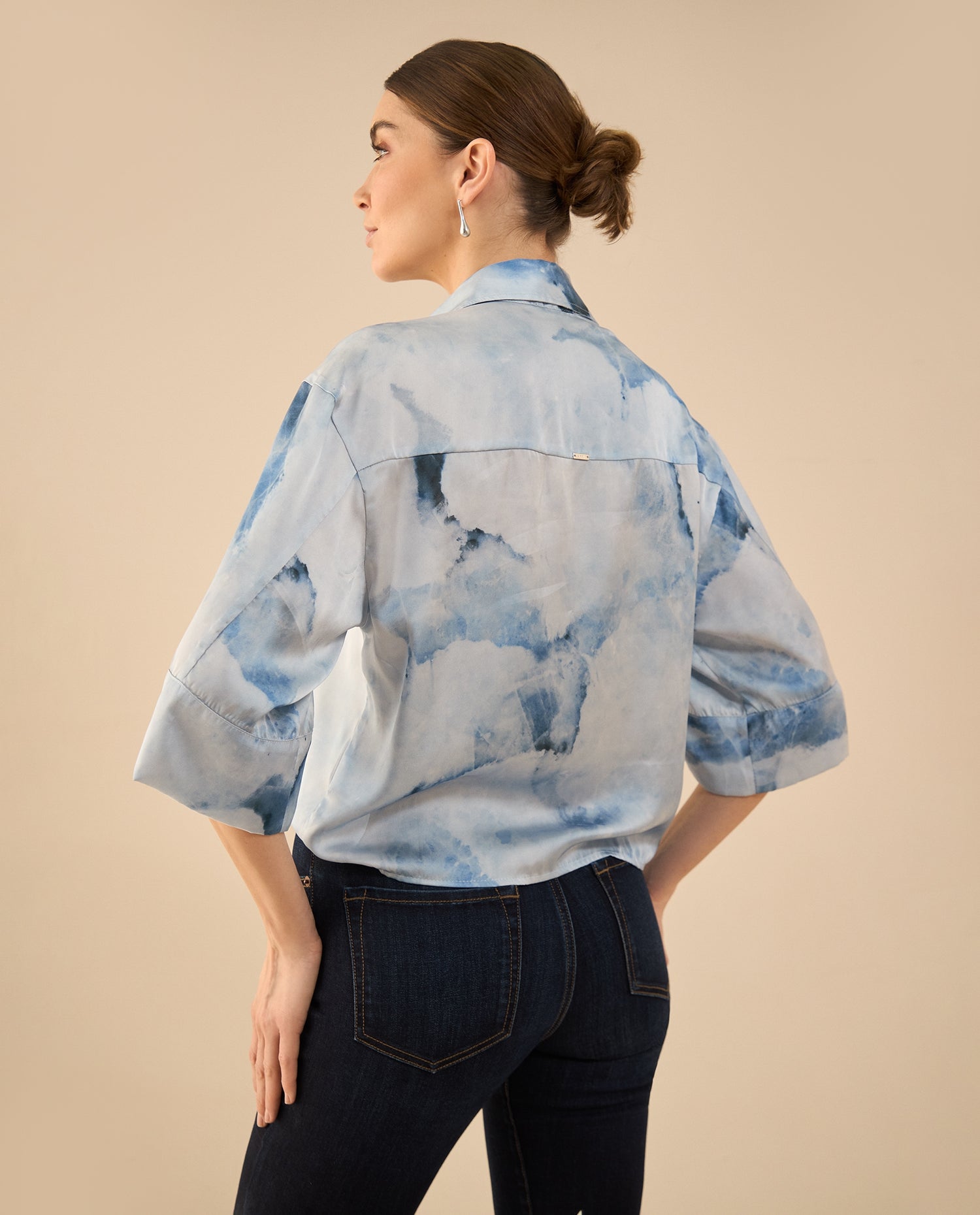 Camisa tipo satín para mujer - Azul