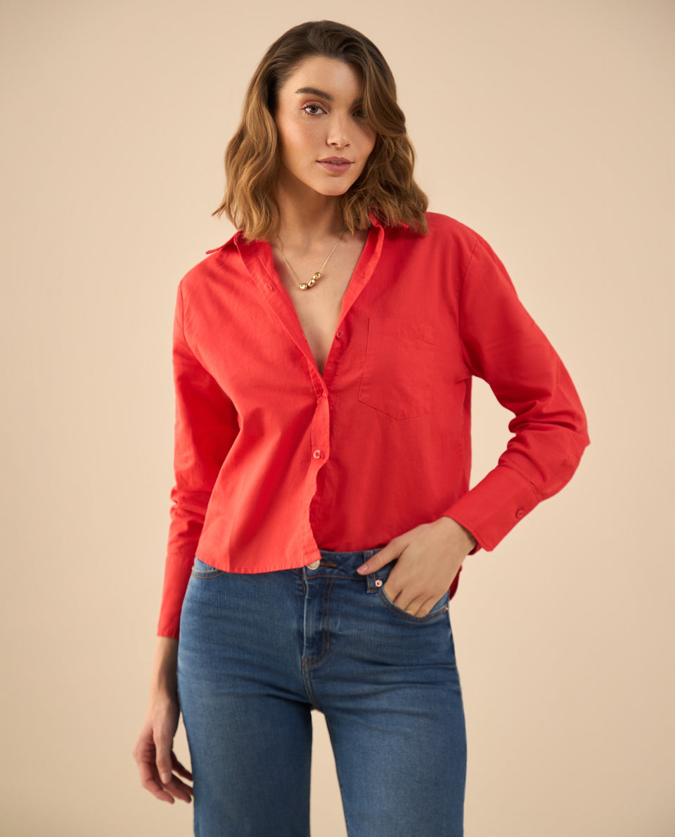 Camisa clásica manga larga para mujer - Rojo 34_412G016_ROJ181762_3