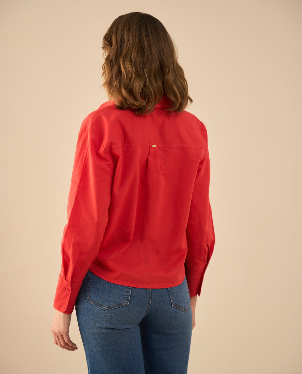 Camisa clásica manga larga para mujer - Rojo 34_412G016_ROJ181762_4