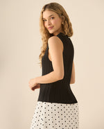 Camisa manga sisa de tela plisada para mujer - Negro