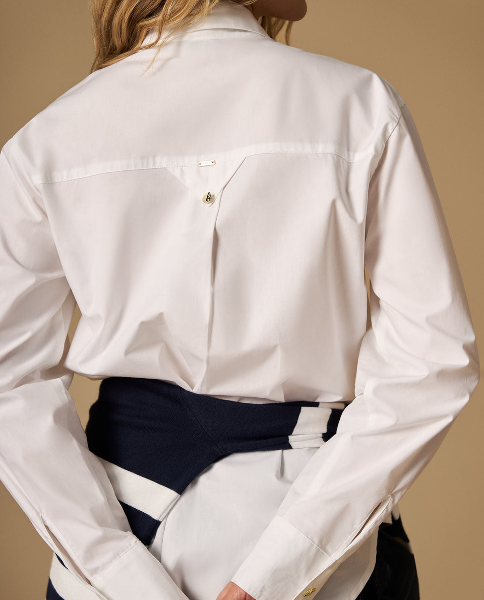 Camisa manga larga cuello camisero en algodón - Blanco 34_412H000_BLA110601_4