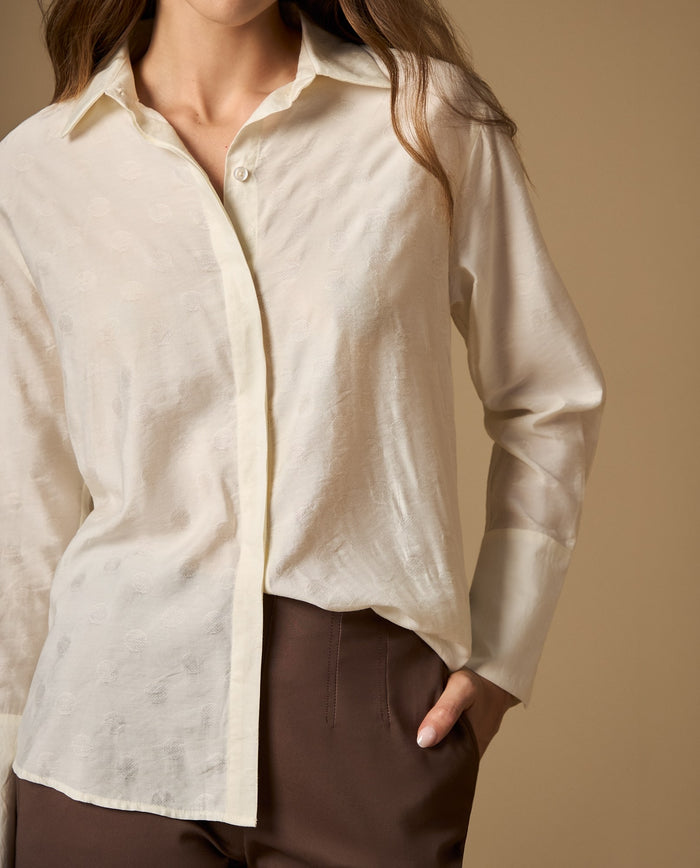 Camisa camisera manga larga con textura sutil - Crudo 34_412H007_CRU110602_0