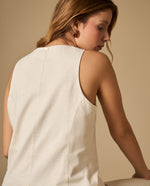 Camisa manga sisa con botonadura frontal de botones forrados - Crudo